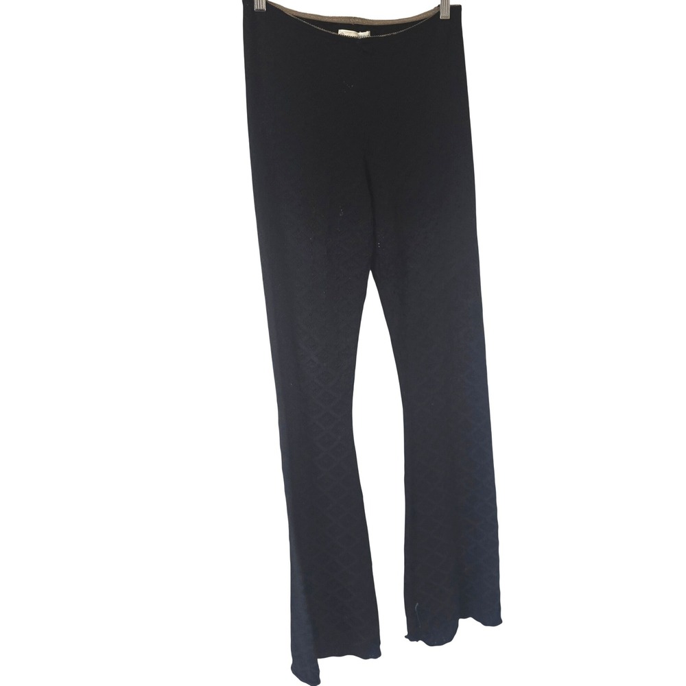 Odd Molly 417M-460 Knit Flare Pants Women 3 Black Cotton Pointelle Boho Retro